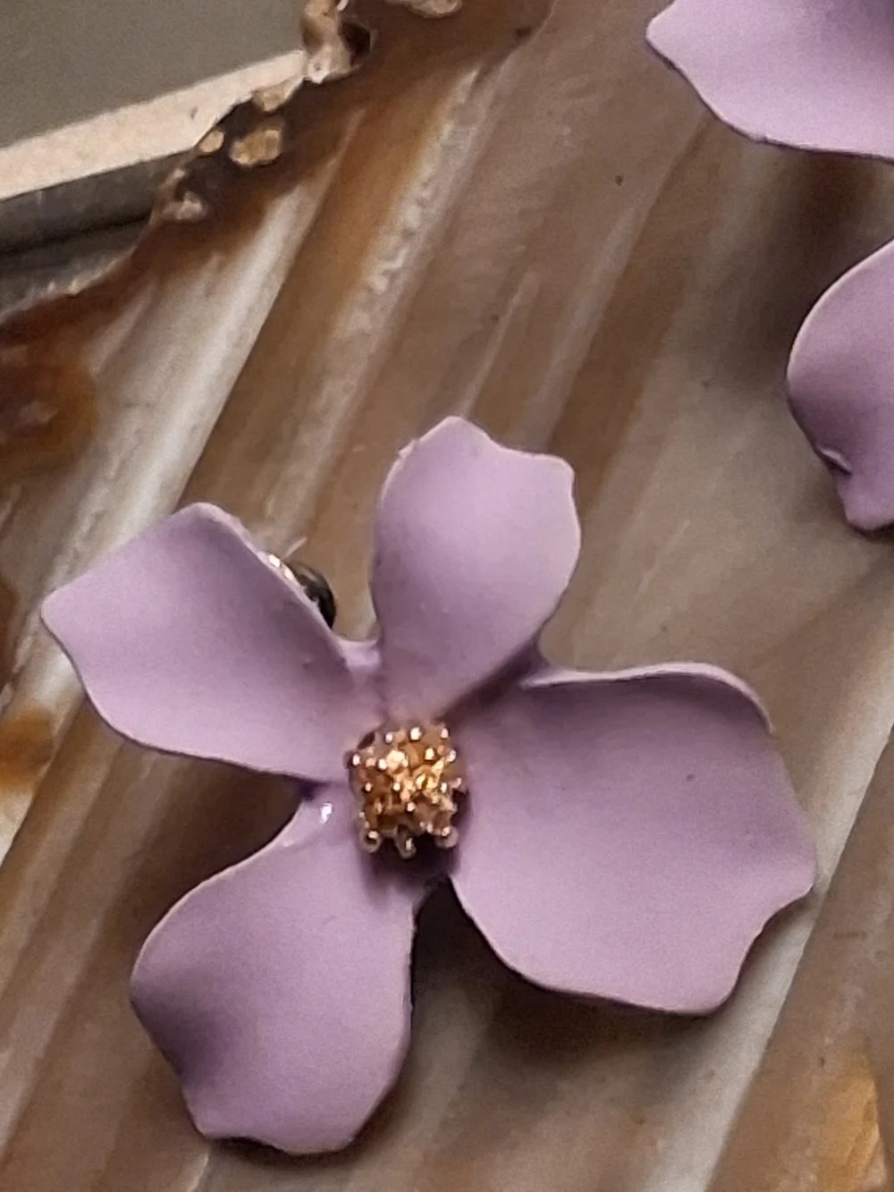 Artisan Lavender Floral Petal Stud Earrings - Women Jewelry